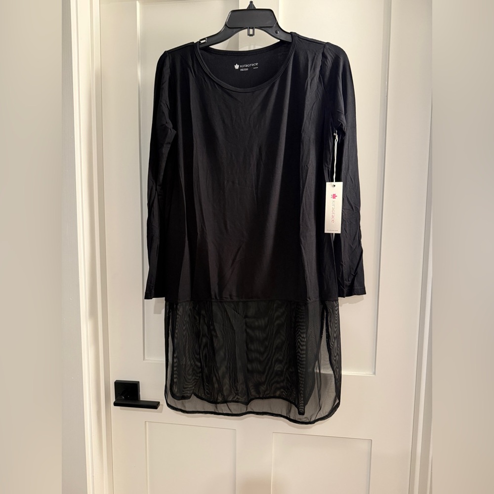 NET Black Sheer Hem Long Sleeve Top